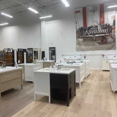 Bathroom sinks on display at Ramey Floor & Home